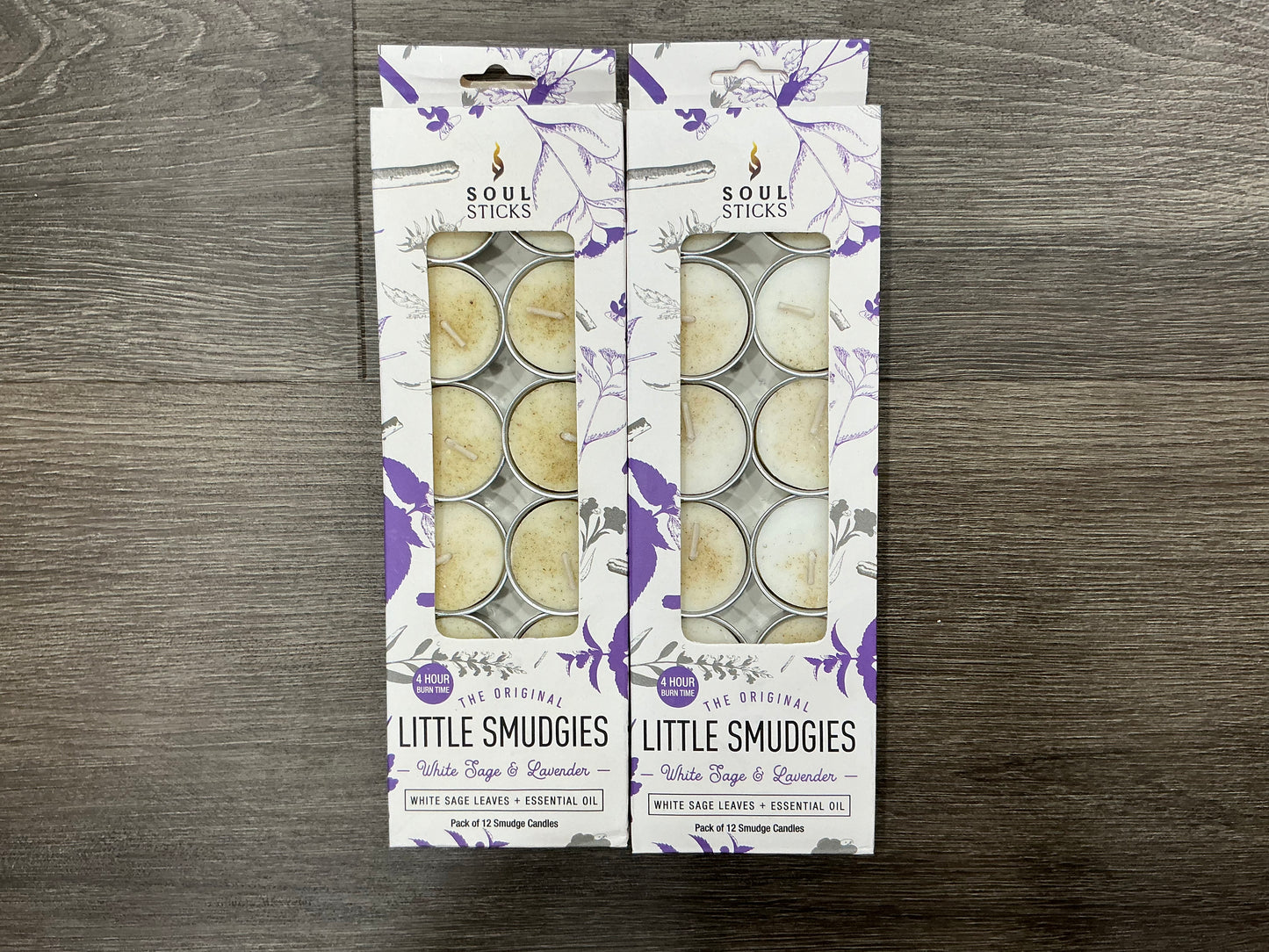 “Little Smudgies” Tea Light Candle (12 pack) - WHITE SAGE AND LAVENDER