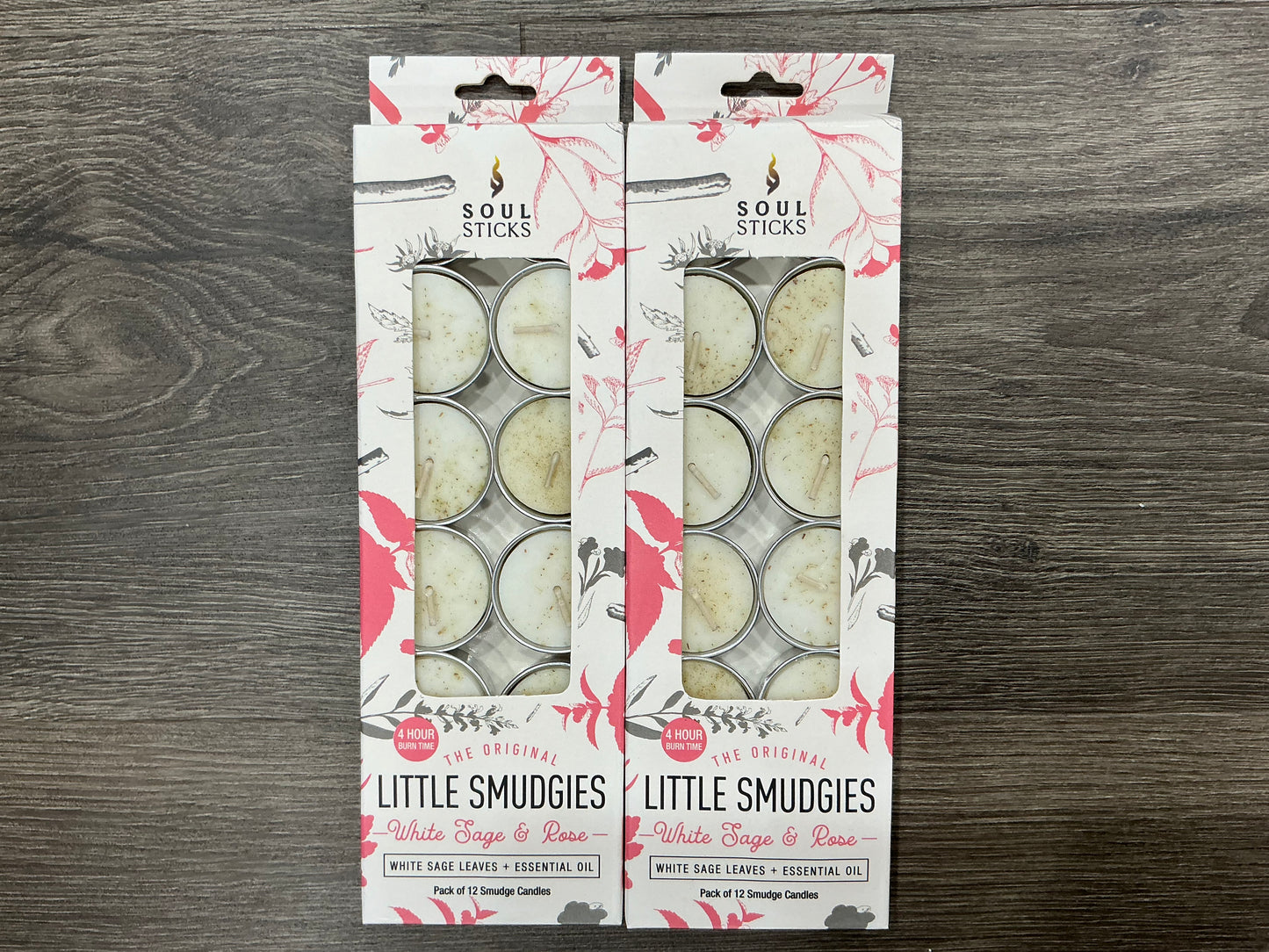 “Little Smudgies” Tea Light Candle (12 pack) - WHITE SAGE AND ROSE