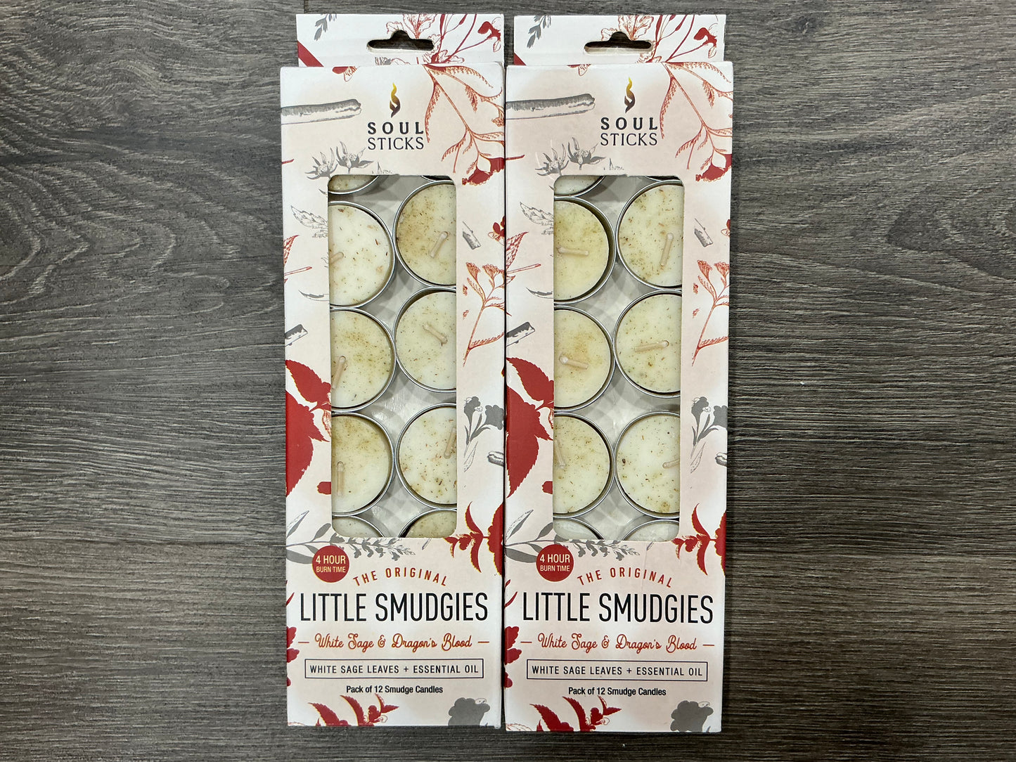 “Little Smudgies” Tea Light Candle (12 pack) - WHITE SAGE AND DRAGONS BLOOD